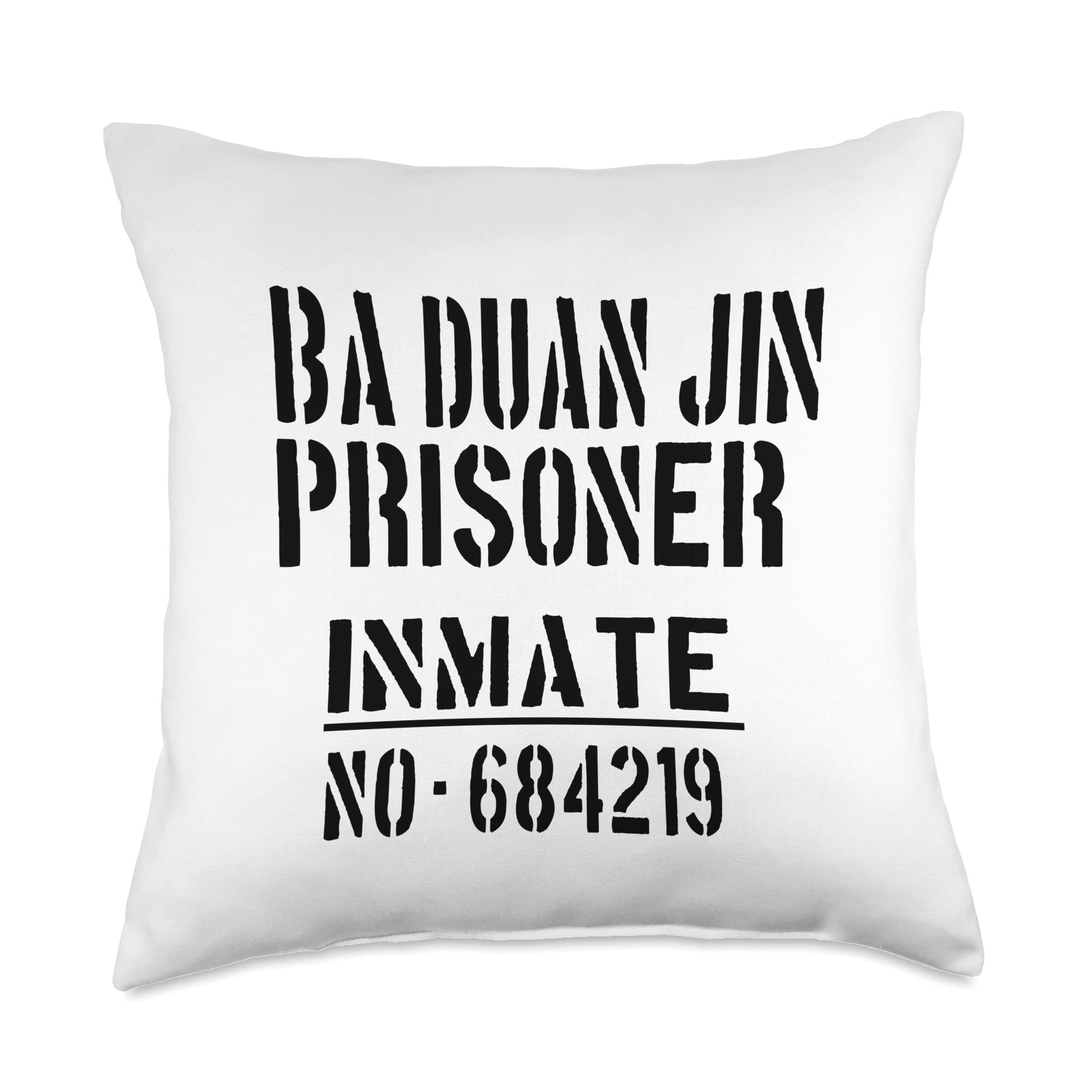 Ba Duan Jin Halloween Costume-Funny Prisoner Jail Inmate Throw Pillow, 18x18, Multicolor