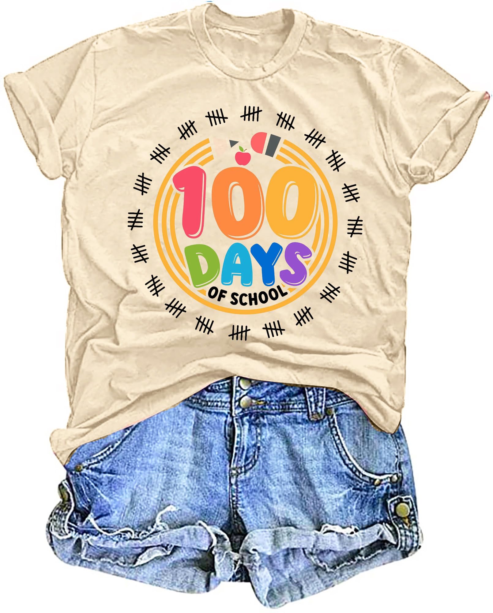 100 Days of School Shirt Women Teacher Shirts 100th Day of School T Shirt Causal Inspirational Tops