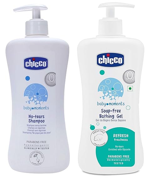 Chicco No-Tears Shampoo (500ml) & Chicco Bathing Gel 500-Refresh