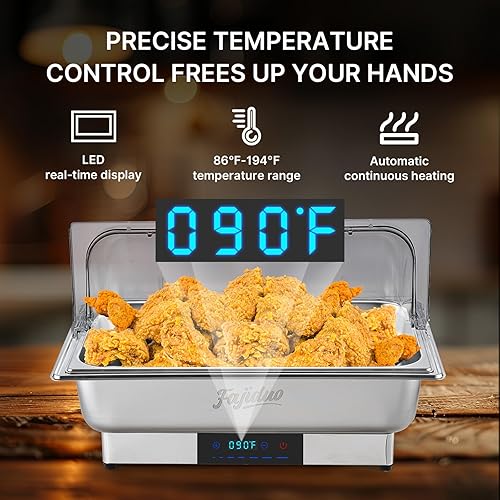 Miniatura 2 de Plato eléctrico para rozar, servidores y calentadores de bufé de 9 cuartos de galón, platos de acero inoxidable con pantalla de control de