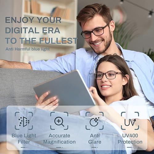 Miniatura 3 de Gaoye Paquete de 6 lentes de lectura con bloqueo de luz azul para mujeres y hombres, lectura frente a la computadora, antirreflejos UV, marcos de