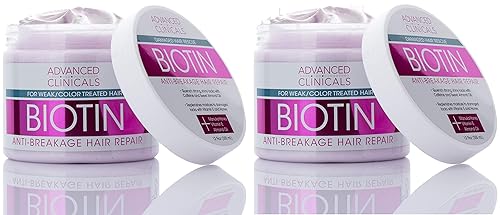 Advanced Clinicals Biotina - Mascarilla para el cabello reparador antiroturas Fortalece el cabello roto y tratado de color con acondicionador Advanced Clinicals Biotina - Mascarilla para el cabello reparador antiroturas Fortalece el cabello roto y tratado de color con acondicionador