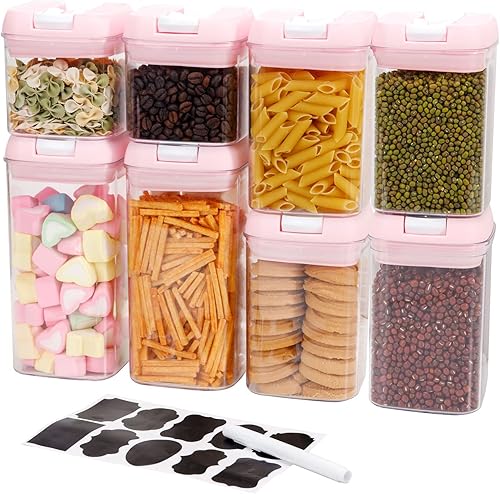U-QE Contenedores herméticos para almacenamiento de alimentos, 8 recipientes herméticos de plástico transparente sin BPA con tapas de fácil bloqueo