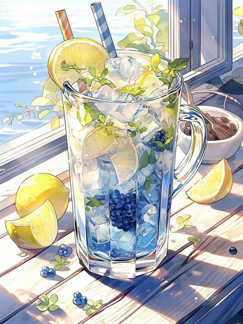 Amazon.co.jp: LEADINTOP ダイヤモンドアート 夏 カップ 丸いビーズ