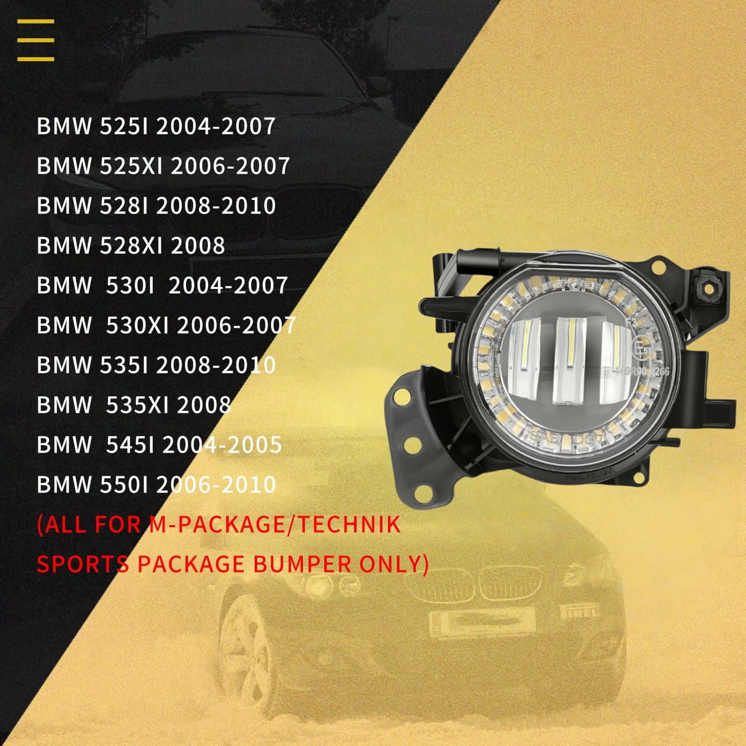 LED Nebelscheinwerfer passt für BMW e60 nebelscheinwerfer 5 Series (E60/E61) 2003-2010 For M-package bumper Ein Paar Nebelscheinwerfer Transparent Linse