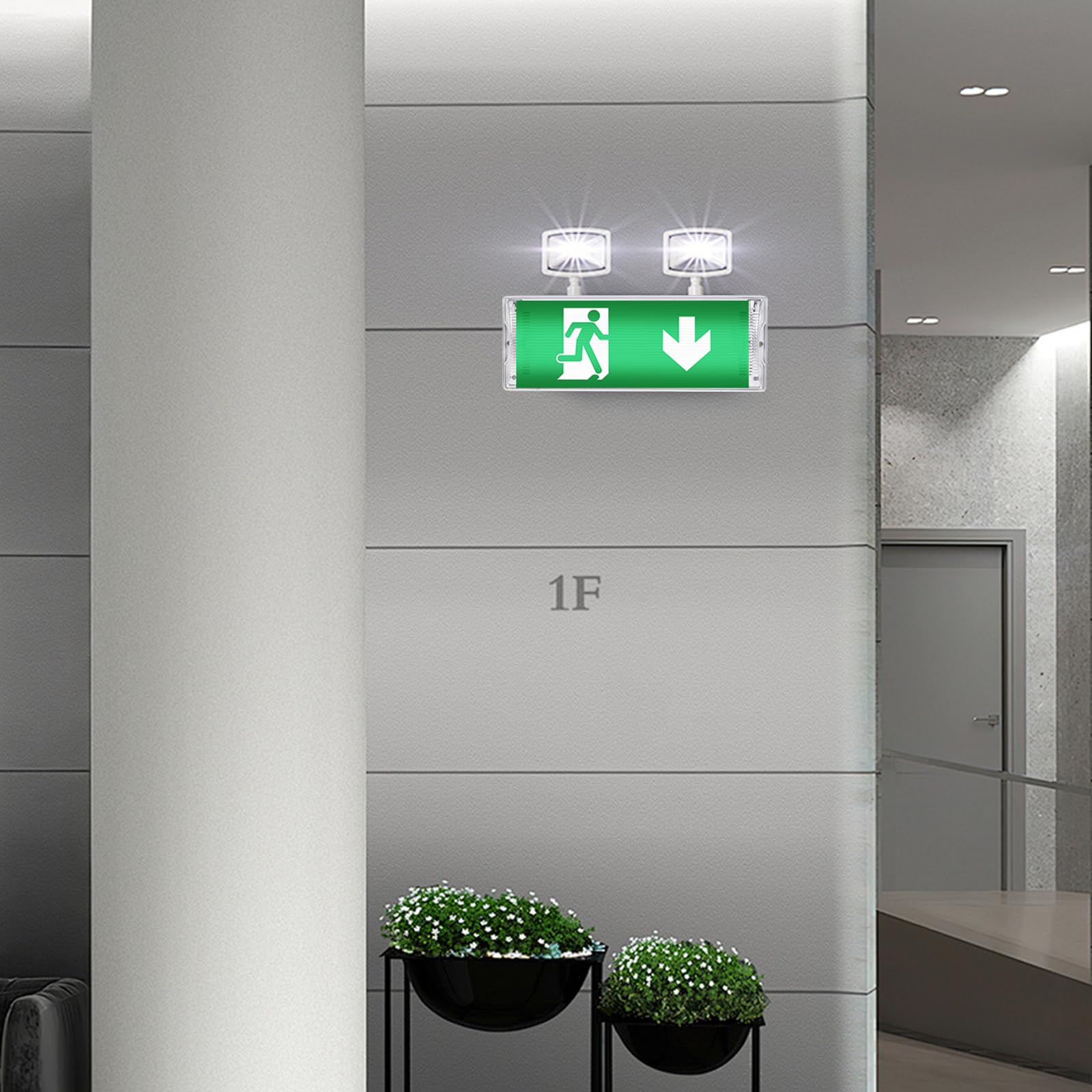 Éclairage de secours LED, éclairage de chemin d'évacuation, éclairage de sortie d'urgence avec 5 pictogrammes de sortie d'urgence, éclairage continu, éclairage de secours LED, éclairage de secours