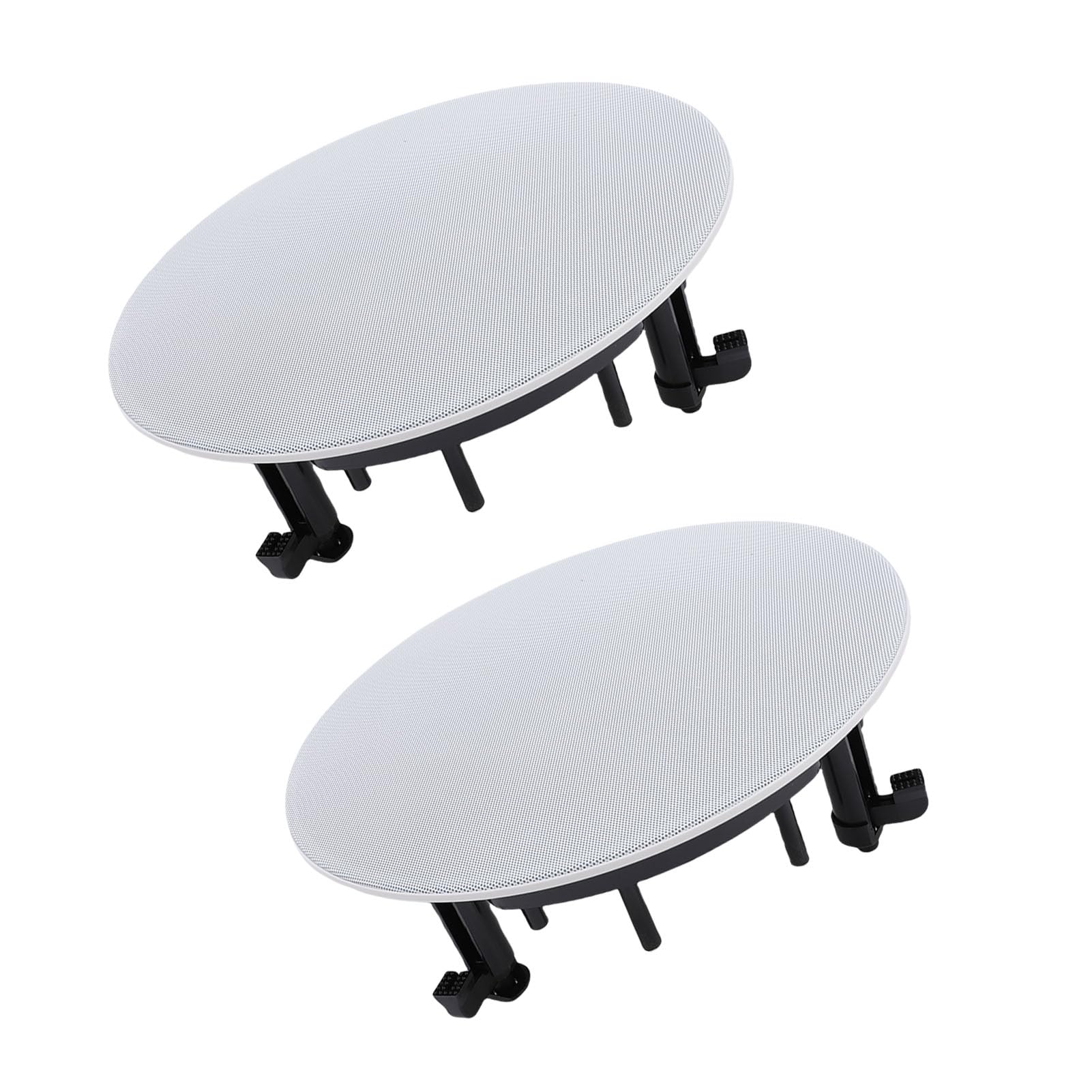 Sxhlseller Lot de 2 Grilles de Haut-Parleur de Plafond Rondes Magnétiques en Métallique avec Base de Montage en ABS, Finition Blanche Pouvant être Peinte, Diamètre Extérieur 280 Mm pour