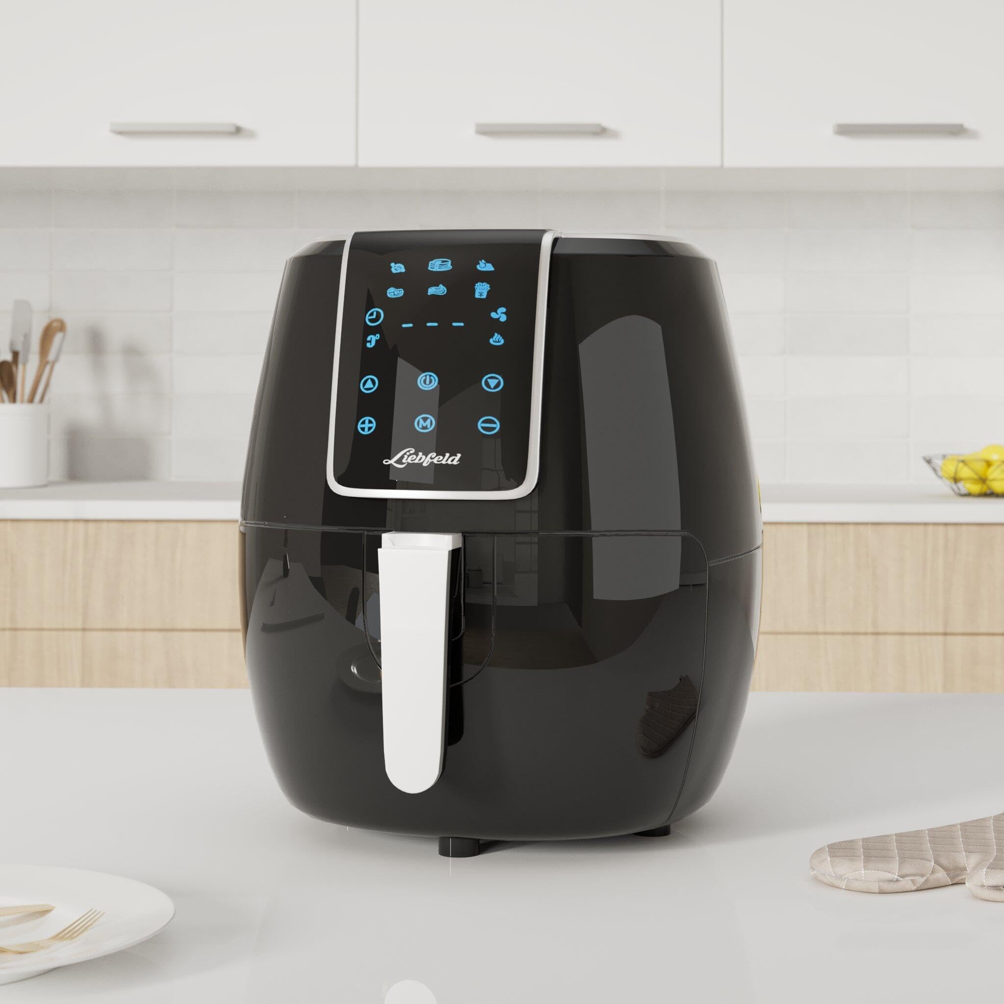 Liebfeld - Kit friggitrice ad aria calda [1800 W] con cestino per il pane I Airfryer XXL senza grassi e olio I Friggitrice ad aria calda (XXL)