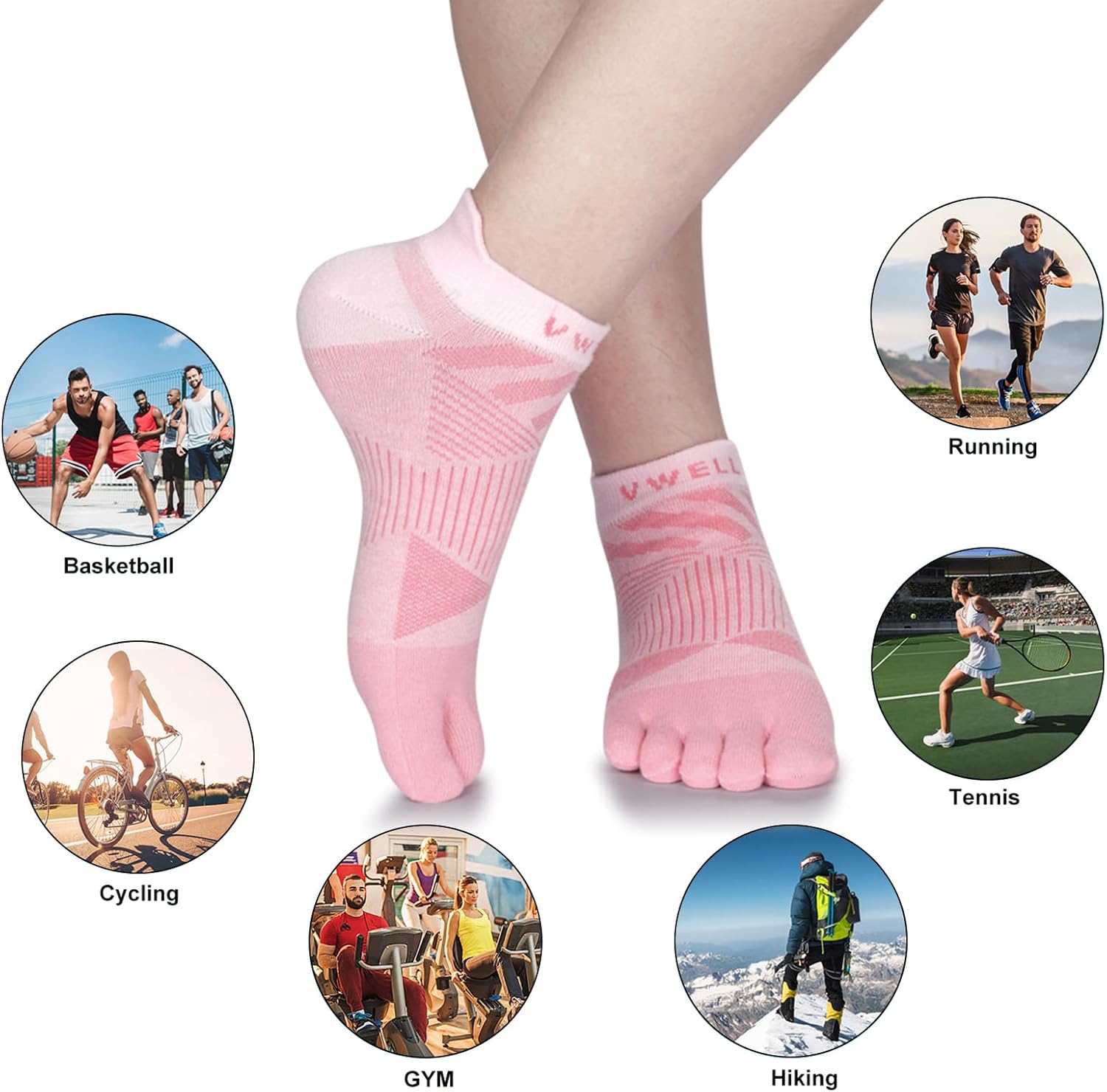 VWELL Toe Socks for Men Women COOLMAX Five Finger Socks Athletic Ankle Toe socks Breathable Moisture Wicking (3Pairs) - Image 7