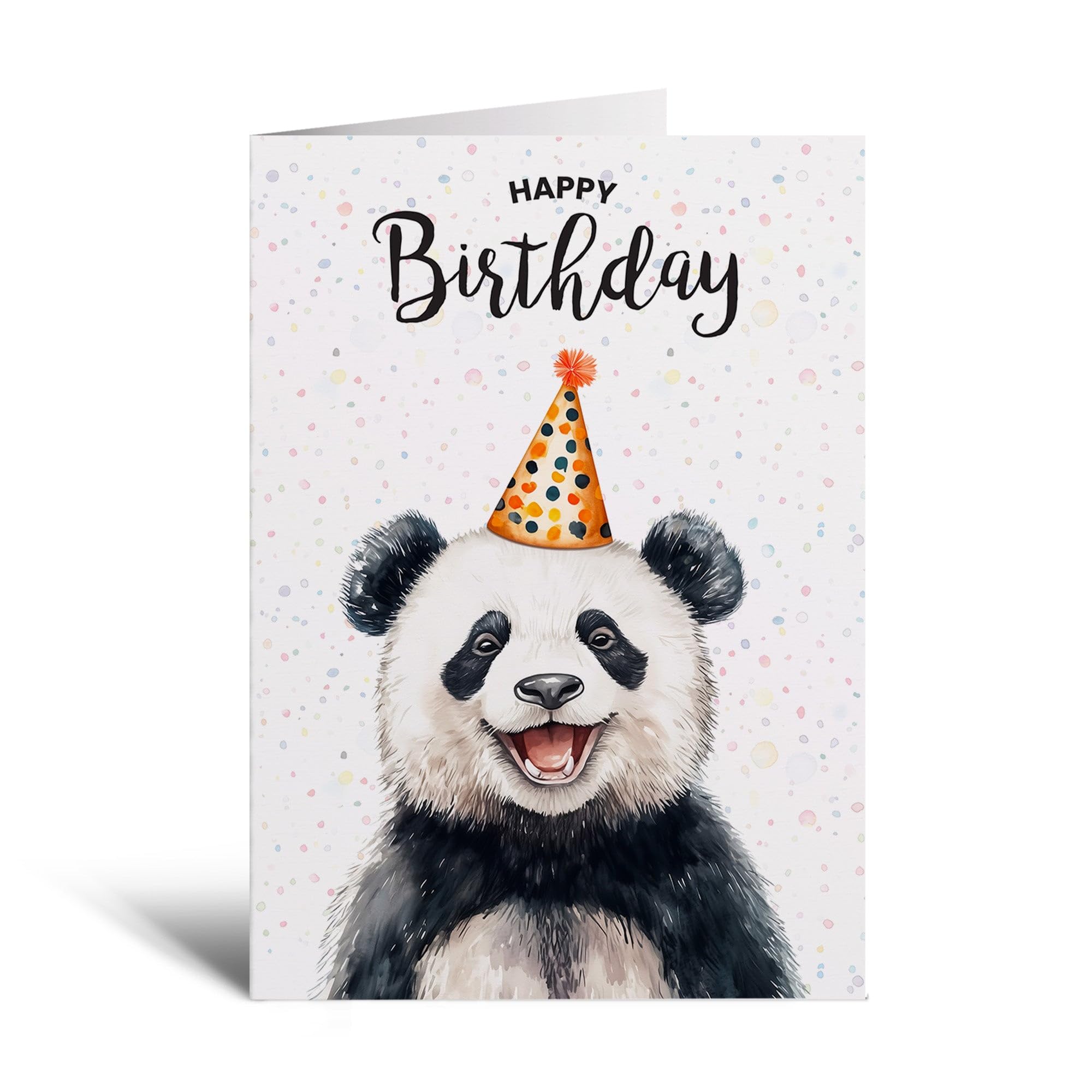 Postcard Prints - Panda Illustration Birthday Card for Him or Her - 5x7 Inch - 100% Recycled Card - Matching Kraft Envelope - 5 Card Pack