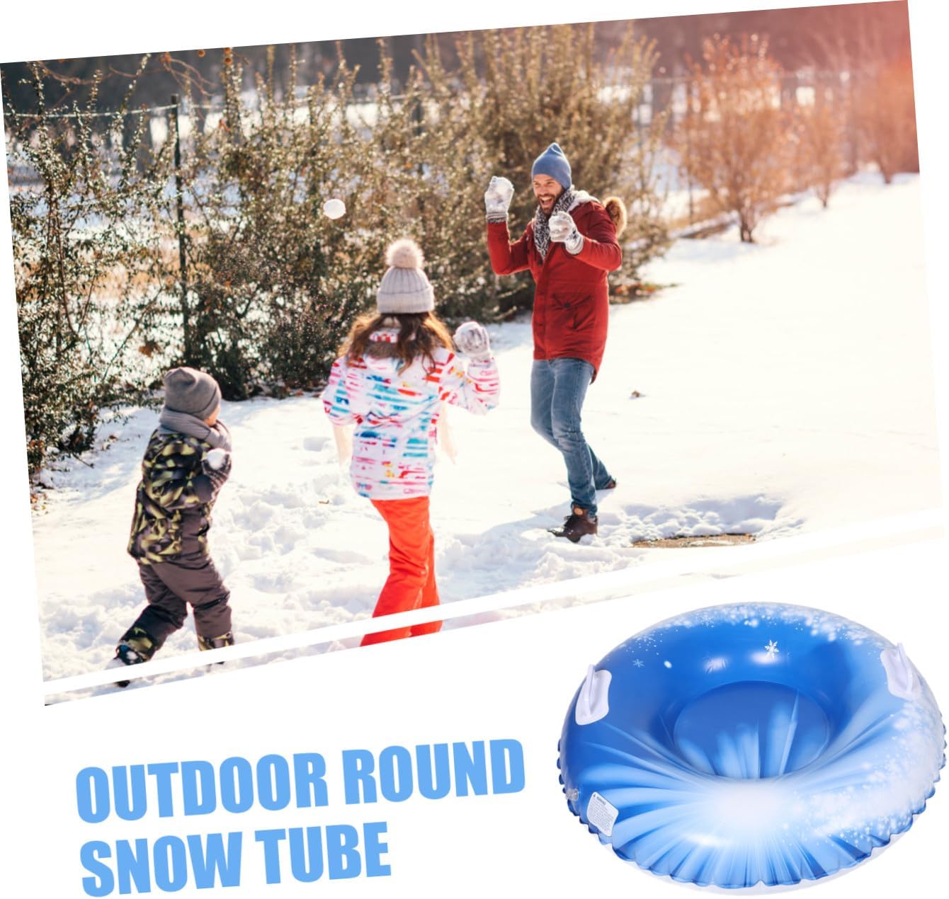 Inflatable Snow Tube for Thickened PVC Snow Sled with Handles Winter Outdoor Sports Sledding and Teens