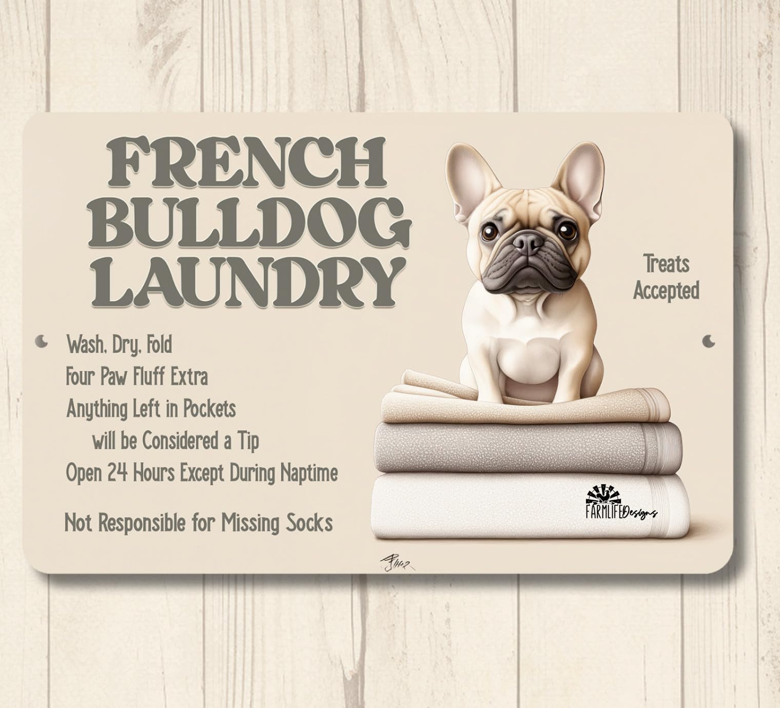 French Bulldog Laundry Room sign bull dog metal wall art funny farmhouse decor home decor