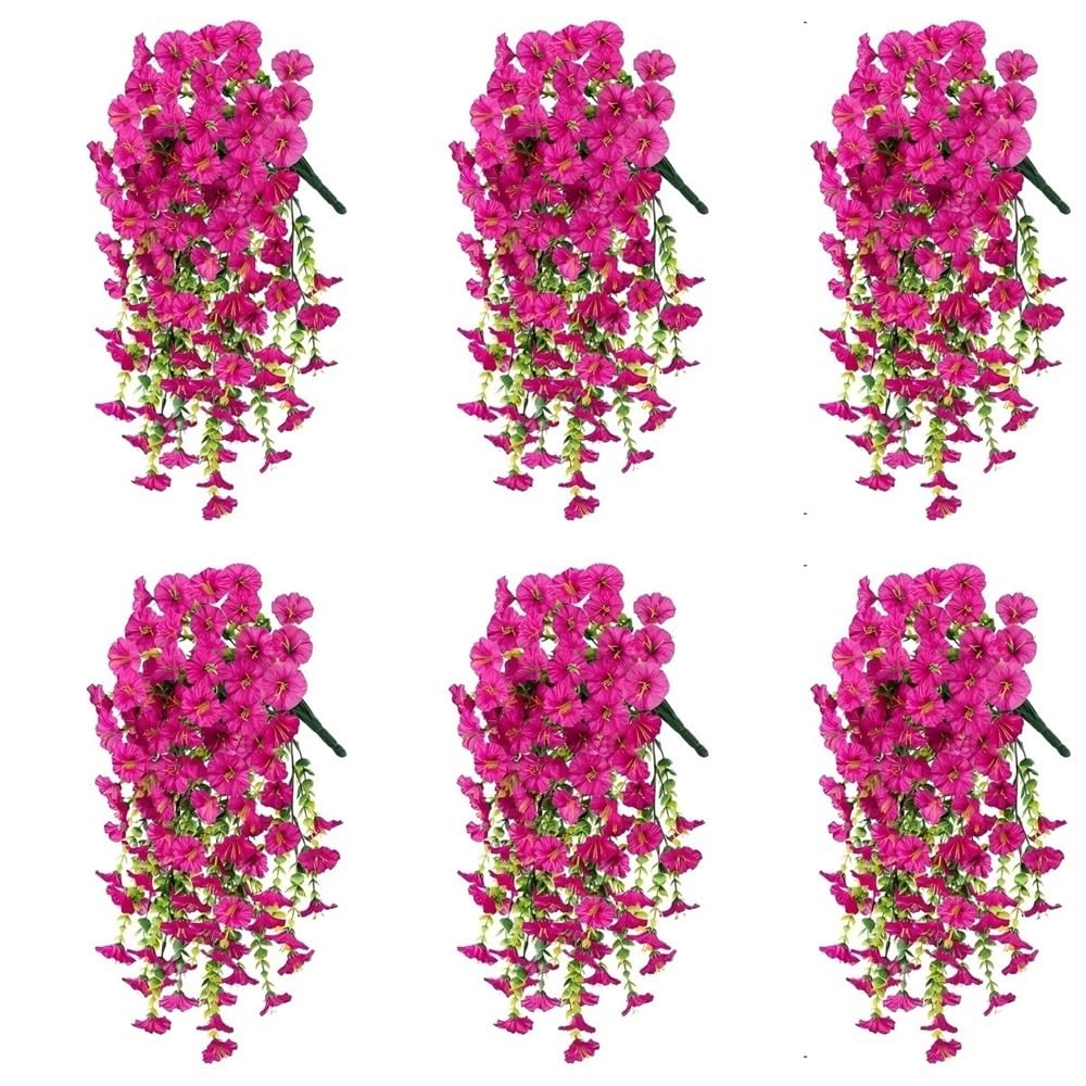 CBFGGOEUDFBS 6PCS UV Resistant Hanging Artificial Morning Glory Vine, Artificials Hangings Flowers for Outdoor