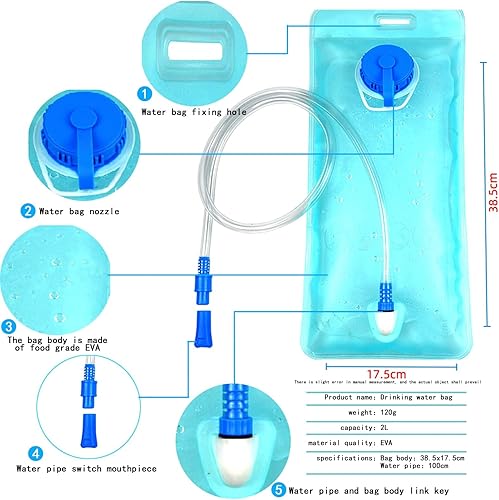 Miniatura 5 de Mochila de hidratación, mochila de hidratación - Mochila de agua con vejiga de hidratación de 2 litros-La mochila perfecta para deportes al aire