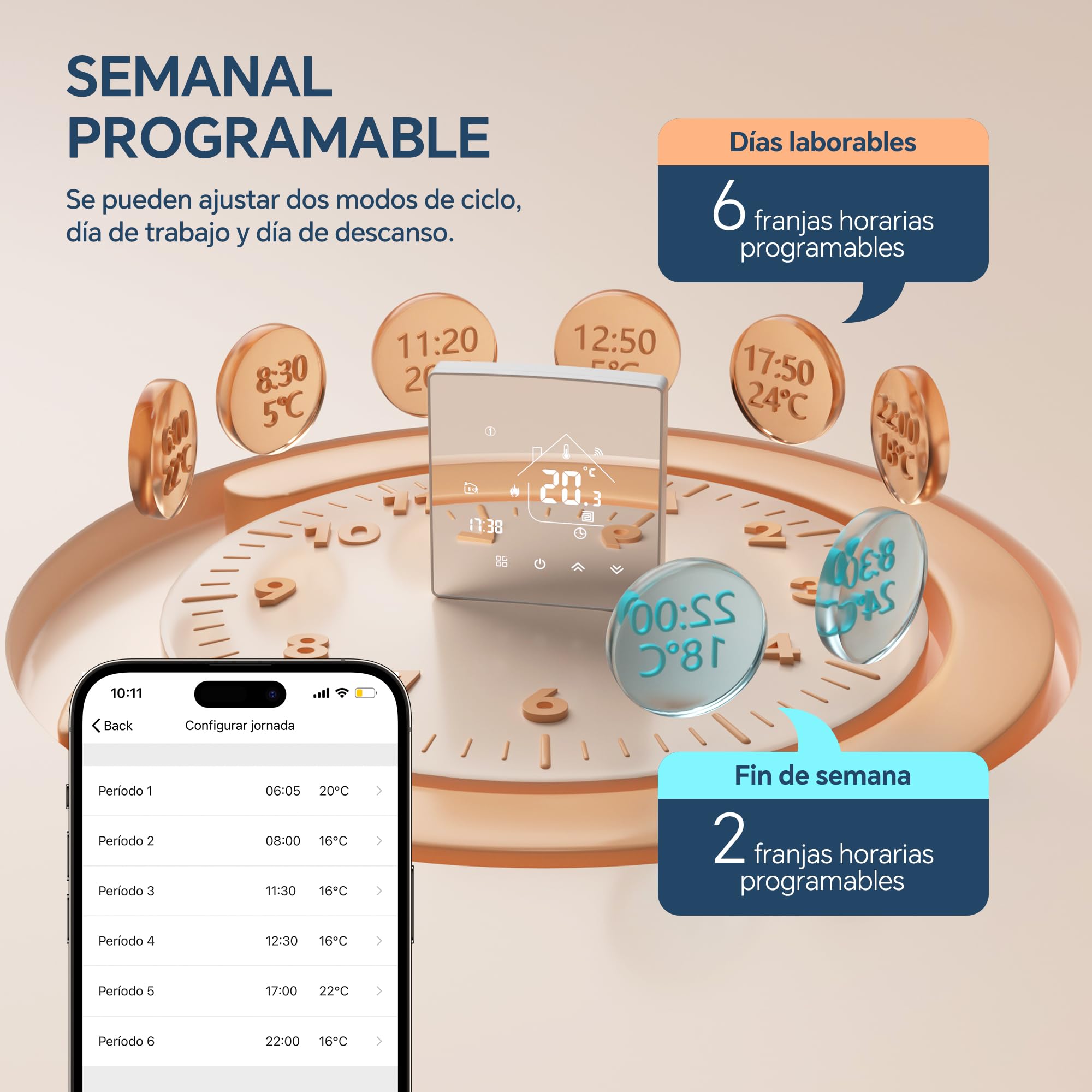 Termostato Programable con WiFi,Termostato Digital Inteligente Inalámbrico de Contacto Seco para Calderas de Calefacción,Termostato de Ambiente Integrado Compatible con Alxe y Google Assistant 85-WPB
