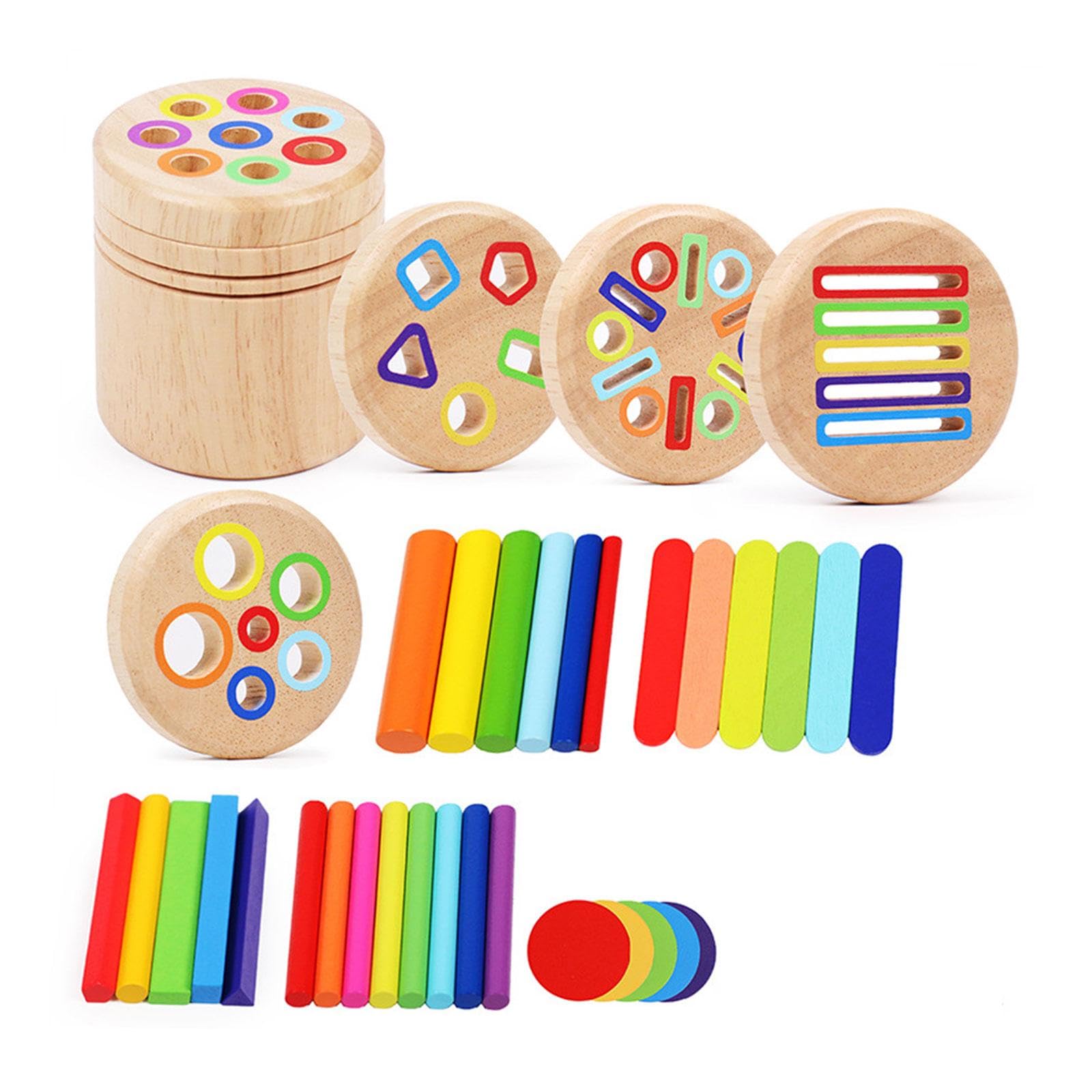 Sharplace Juego de Cilindros, Juguetes de Motricidad Fina para Clasificación de Colores para Niñas de 1, 2 Y 3 años, 5 in 1