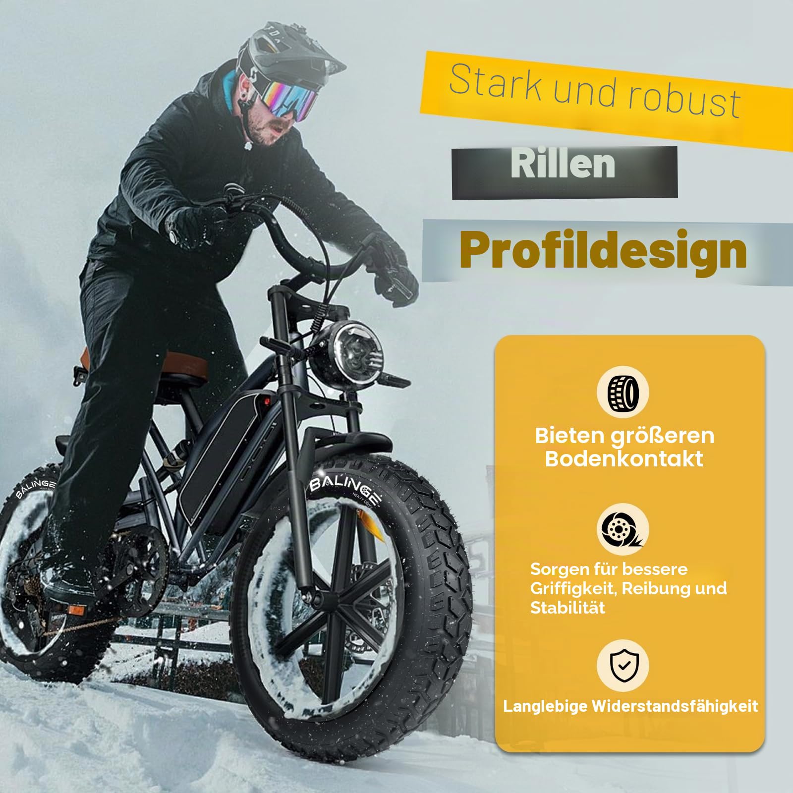 WEEROCK 20/26 Zoll 4,0 Faltbarer Breiter E-Bike Reifen All-Terrain | Robuste Hochlast-Ausführung, faltbarer Fettreifen, geländegängig, passend für E-Bike,Schneefahrrad, Größen 20×4,0 / 26×4,0