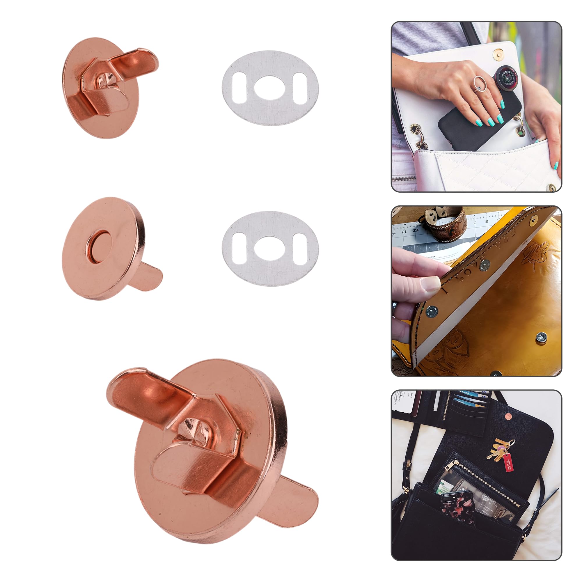 WedDecor Lot De 10 Boutons-Pression Magnétiques Dorés De 18 Mm Avec 2 Rondelles En Métal Pour Travaux Manuels, Sacs à Main, Sacs Et Vêtements