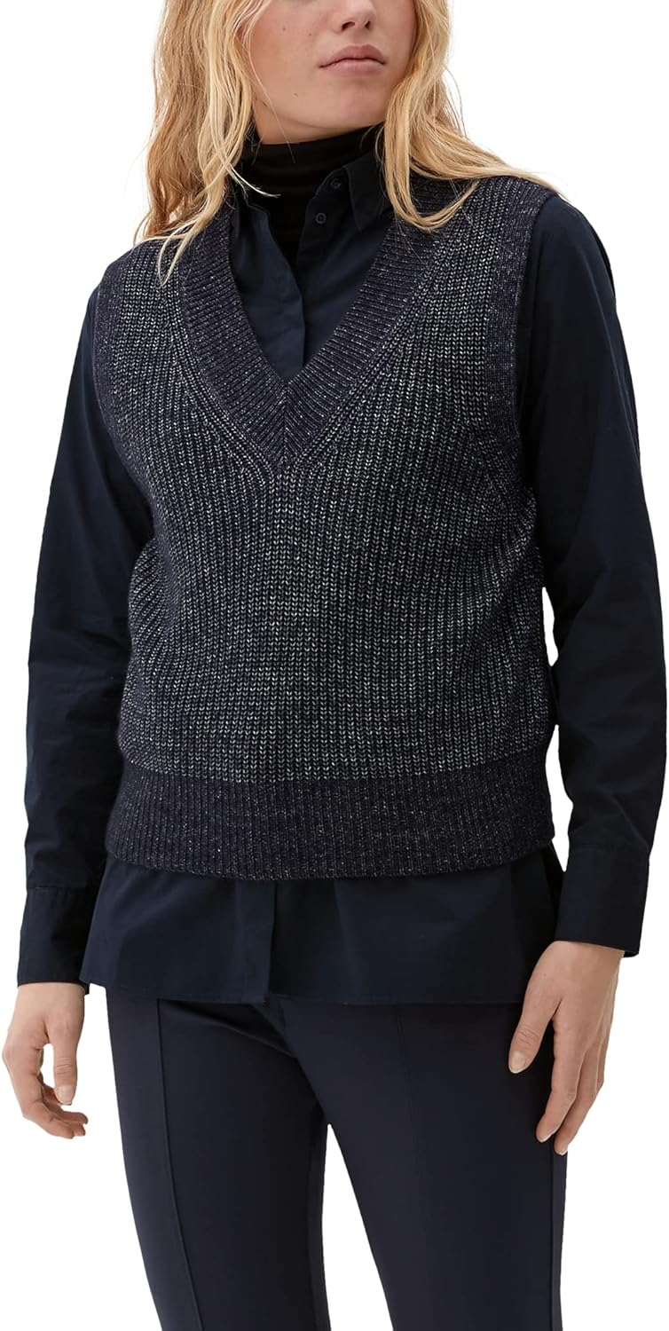 Damen Pullunder Strickweste Ärmellos - Einfarbig Rundhals