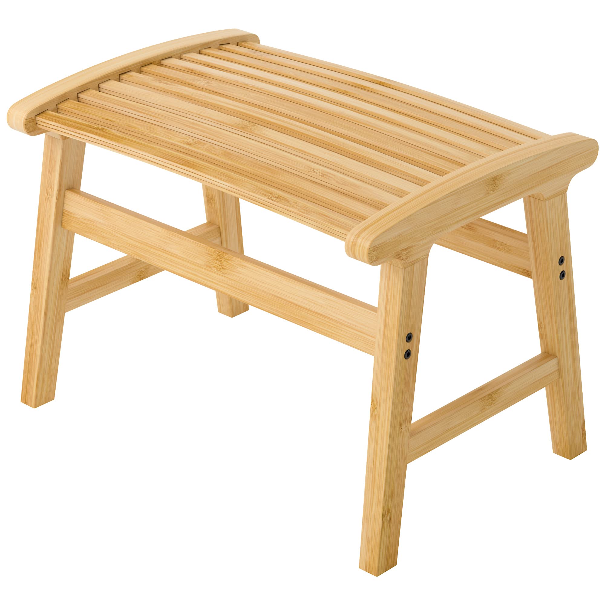 Wooden Stool Soft Rebound Seat 18 inch Shower Stool Kids and Adults for Bathroom Living Room Bedroom Balcony Sturdy Bamboo Bathroom Bench 350 lbs Capacity