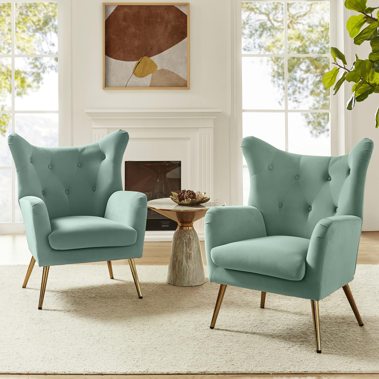HULALA HOME Velvet Accent Chair Set of 2