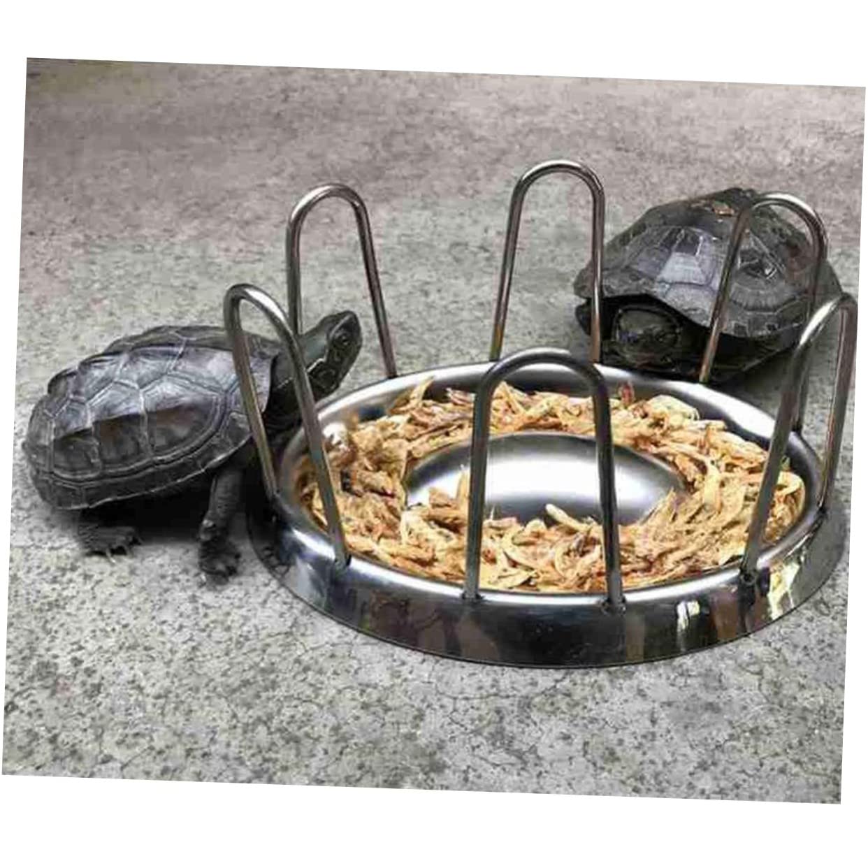 minkissy Comedero Diámetro Adecuado Acero Inoxidable para Tortugas Borde Liso y Forma Redonda Tazón Saludable para Reptiles en Terrario para Comida de Tortugas