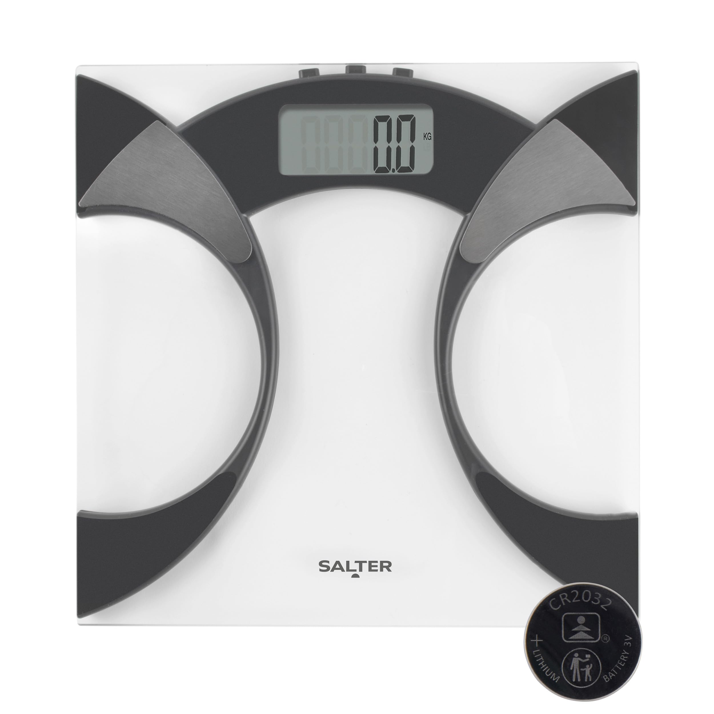 Salter 9141BKCFEU16 Analyser Bathroom Scales - Digital Weighing Scale For Body Weight, Body Fat/Water, BMI, Ultra Slim Glass Platform, 4 User Memory, Carpet Feet, Batteries Included, 160 kg Capacity