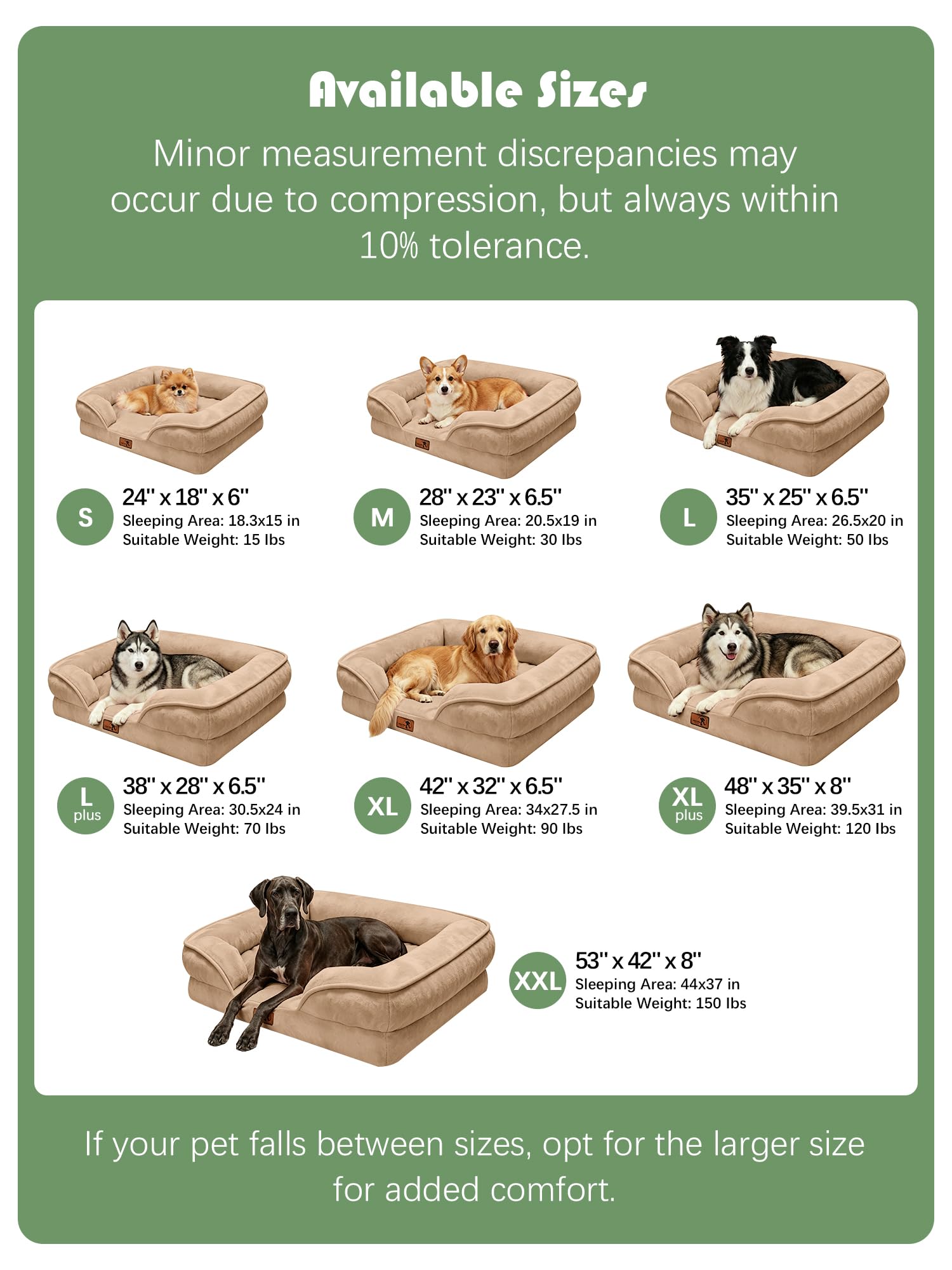 Spotted Play Orthopedic Dog Bed with Sides - Sofa Beds for Small Dogs, Supportive Foam Pet Couch Bed with Washable Removable Cover, Waterproof Lining and Non-Slip Bottom, Brown - S view 7
