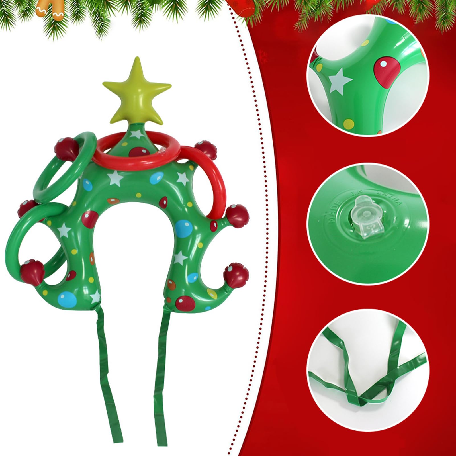 Jeu De Lancer D'anneaux De Noël Gonflable | Jeu de Chapeaux pour Arbre Festif