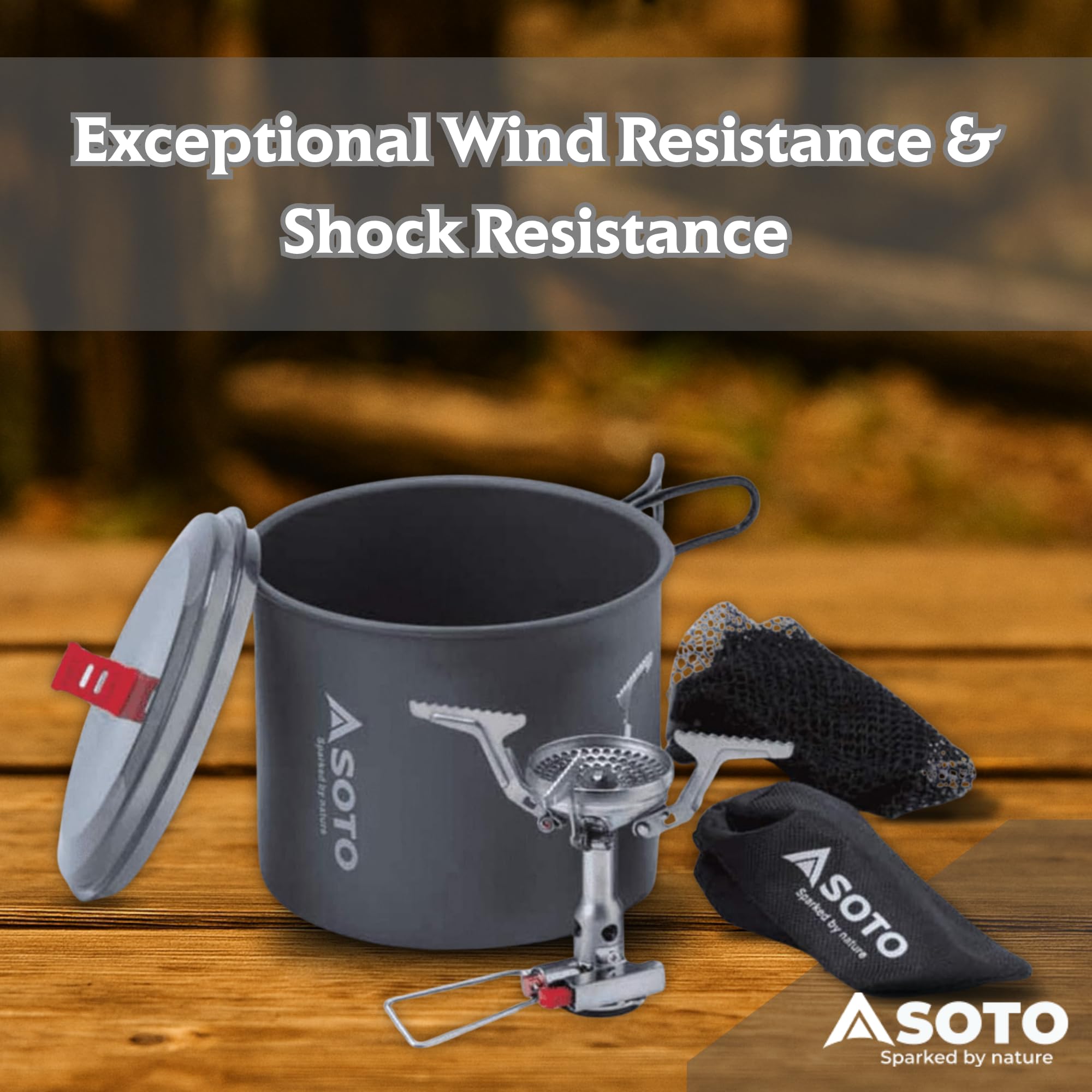 SOTO Amicus Stove with or without Igniter Camping Stove - Superior Under Windy Conditions, Shock Resistant, and Low-cost With High-end Performance Stove