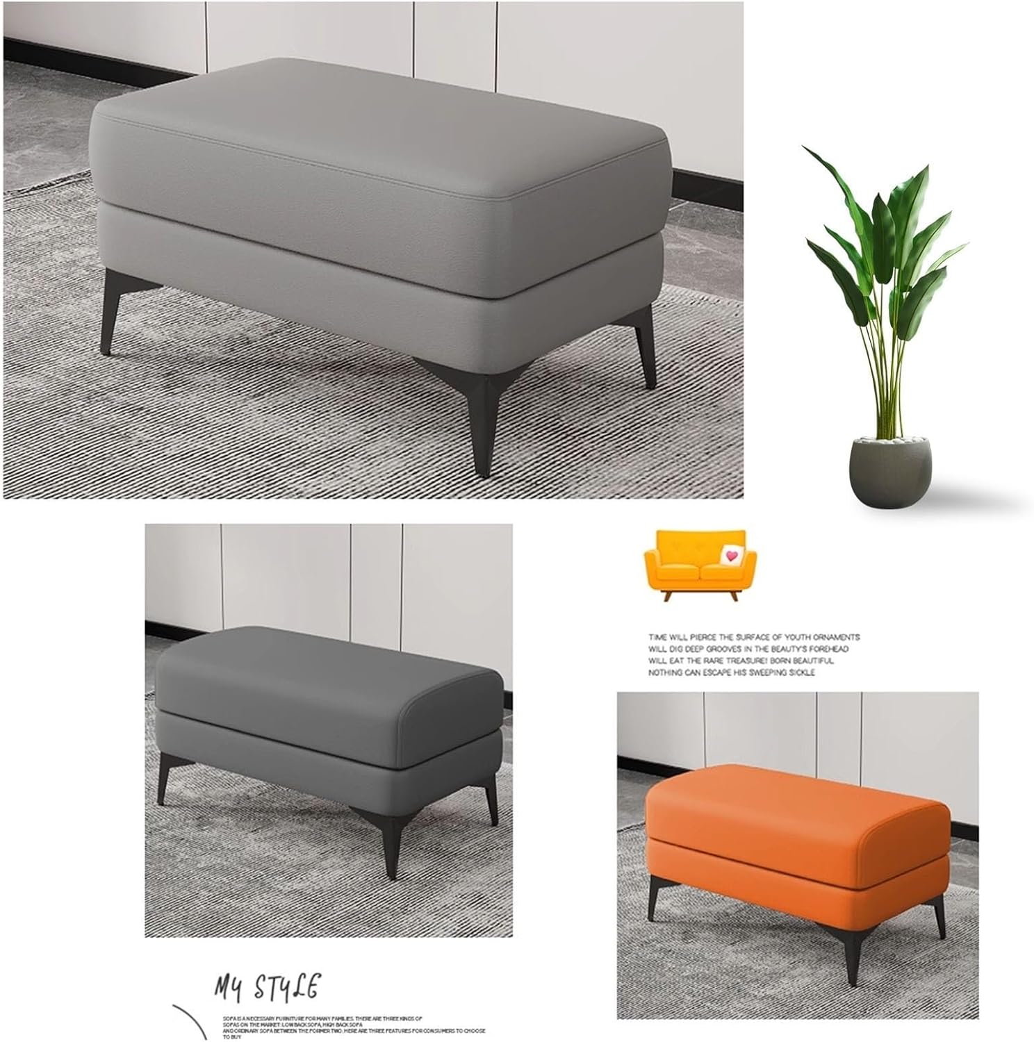 Shoe Storage Benches Organizer, Entryway Bench, Ottoman Bench, End of Bed Bench, Entryway Upholstered Footrest, for Entryway, Hallway, Mumroom(Gray,60cm)