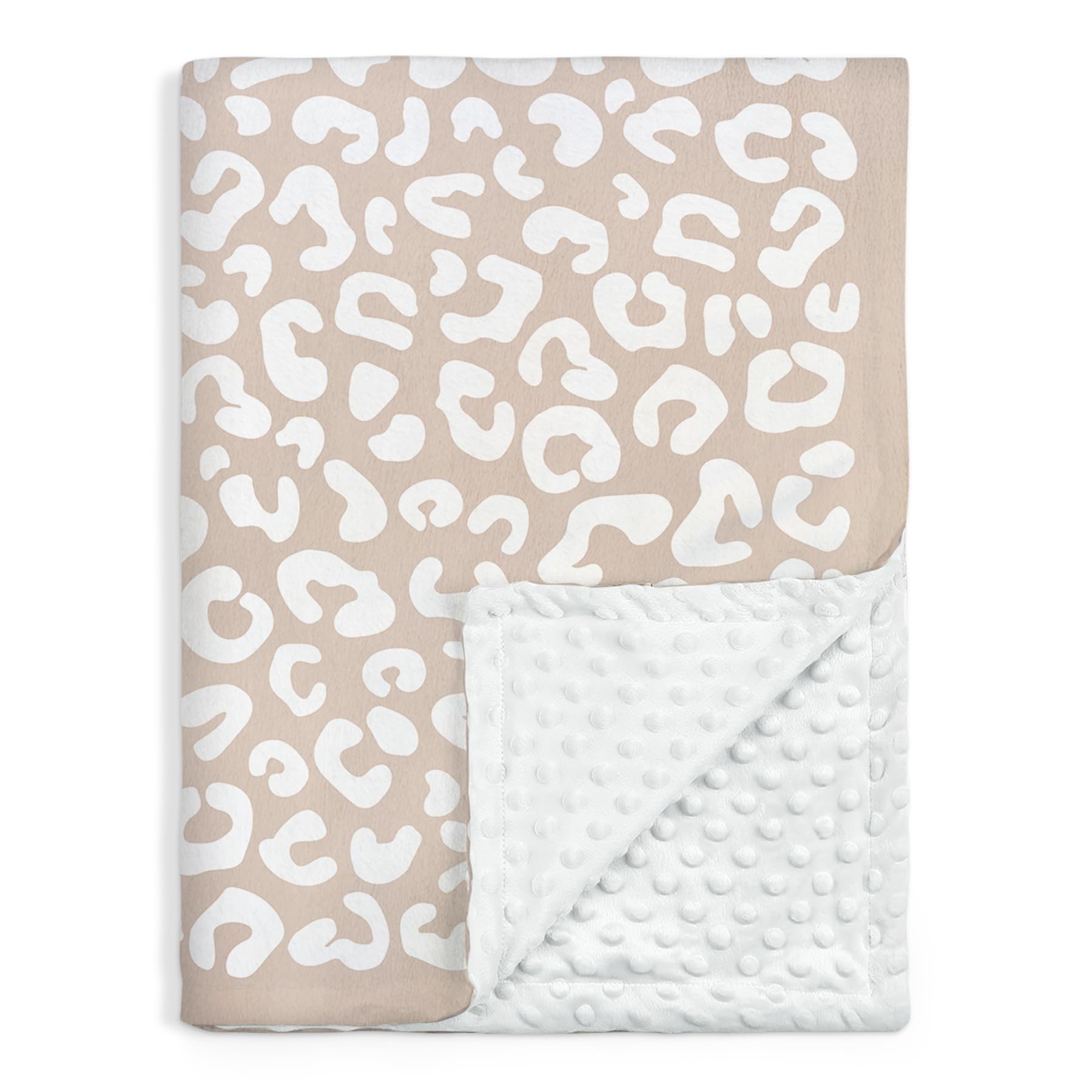Leopard Print Minky Baby Blanket 30 x 40 Inches for Girls, Soft Plush Receiving Blanket with Dotted Back, Gift for Toddler Newborn Infant Christmas Birthday Baby Shower