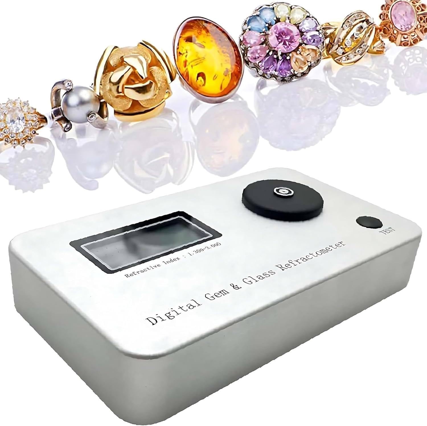 Rifrattometro portatile, tester professionale per gioielli con display LCD e batteria, indice di rifrazione 1,300-3,000, precisione 0,001