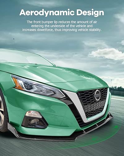 Miniatura 5 de SCITOO Borde de parachoques delantero negro brillante para 2019-2021 para Nissan Altima PP alerón de labio delantero