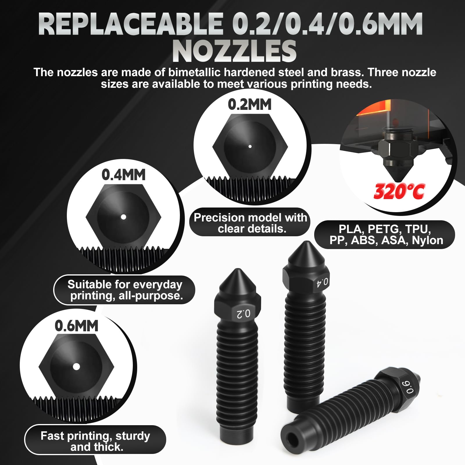 Ceramika Hotend 0,4 mm do Centauri Carbon Print Head Extruder Zestaw z silikonowym rękawem, szczotką silikonową, dyszami 0,2/0,4/0,6 mm, igłą czyszczącą, kluczem, smarem termicznym