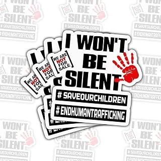 3 Pcs I Won't Be Silent Save Our Children End Human Trafficking Sticker, Human Trafficking Awareness Stop Hand Decal Sticker Wall Laptop Decals for Water Bottle Tumbler Phone Case Laptop 6 Inches