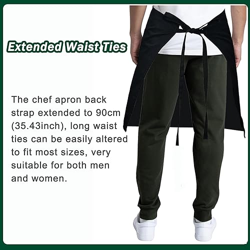 Miniatura 5 de 5 Pack Chef Apron, Servers Large Apron, Kitchen Bib Apron for Women Men