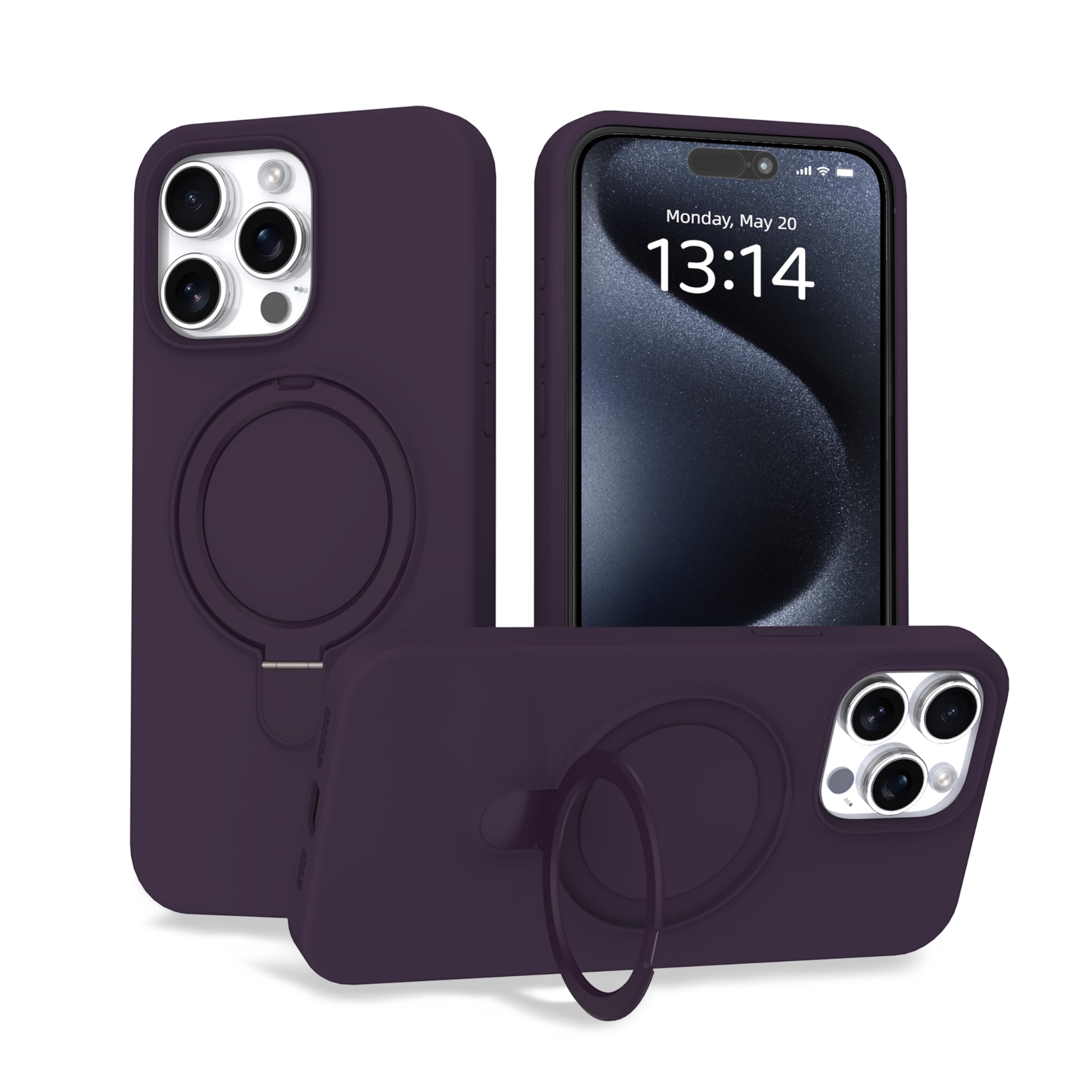 IAIYOXI Case for iPhone 14 Case with Magnetic Invisible Stand - MagSafe Compatible, Military Drop Tested, Shockproof Silicone Cover for Women and Men