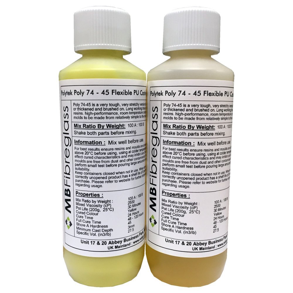 Polycraft ( Mb Fibreglass ) Yellow Polycraft Poly 74-45 Flexible Polyurethane Rubber For Concrete Casting - 500G Kit