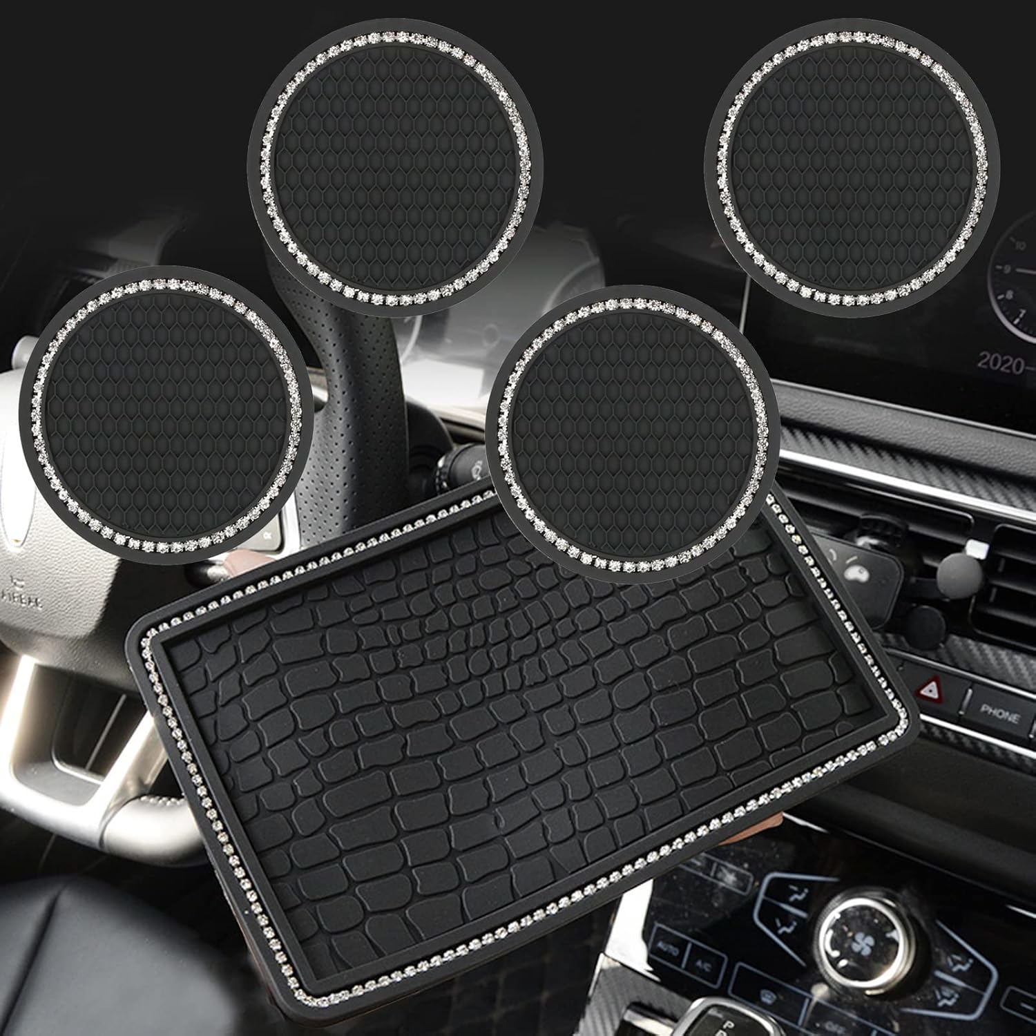 5pcs/Pack Universal Vehicle Bling Car Non Slip Mat