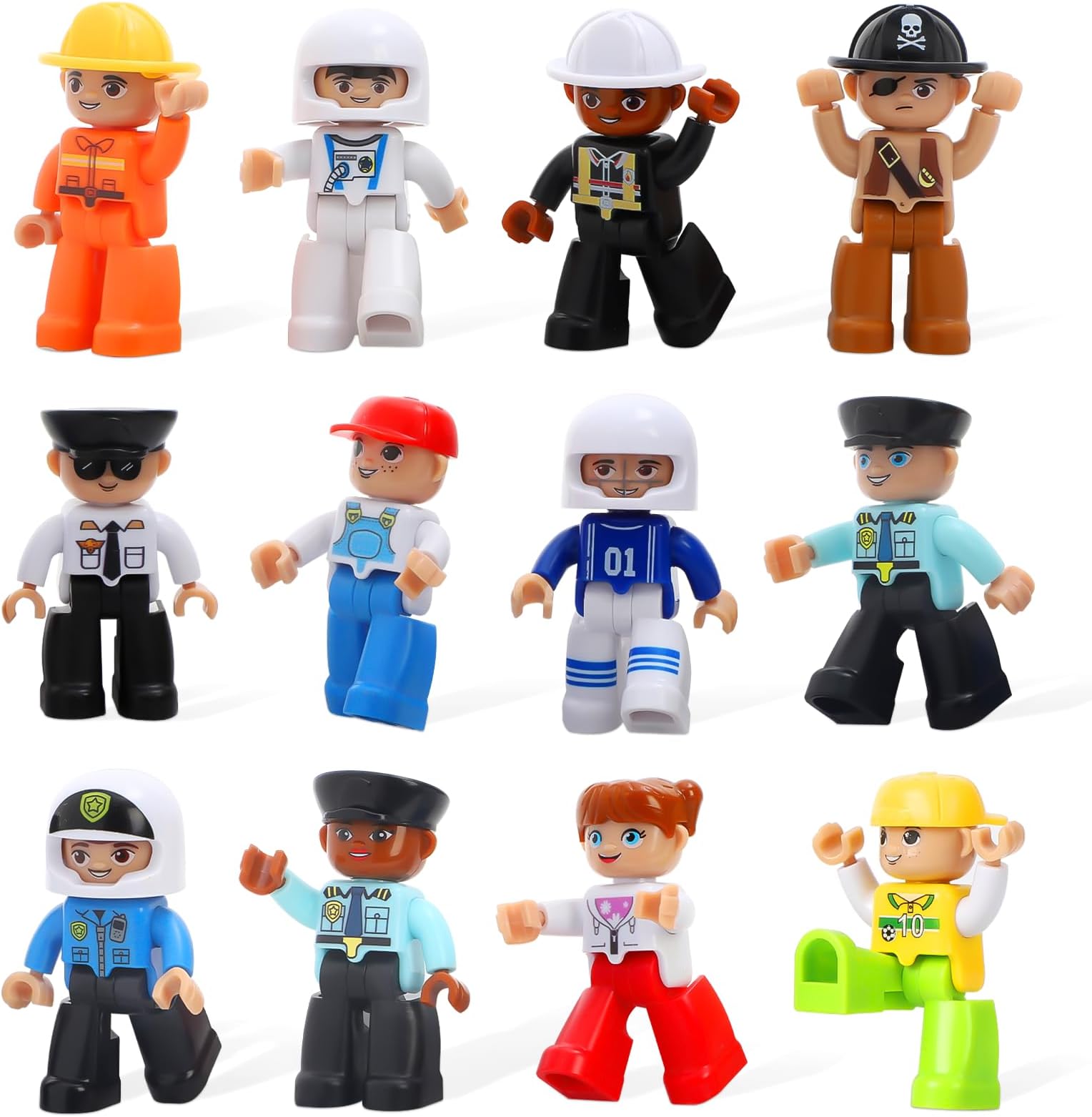 Large Magnetic Figures, 3 Inches Community Figures Set Compatible with LEGO, 12 Pieces STEM Learning Magnetic Play People for Boys Girls Age 3 4 5 6 7 8+ Magnet Tiles Expansion Accessories Pack