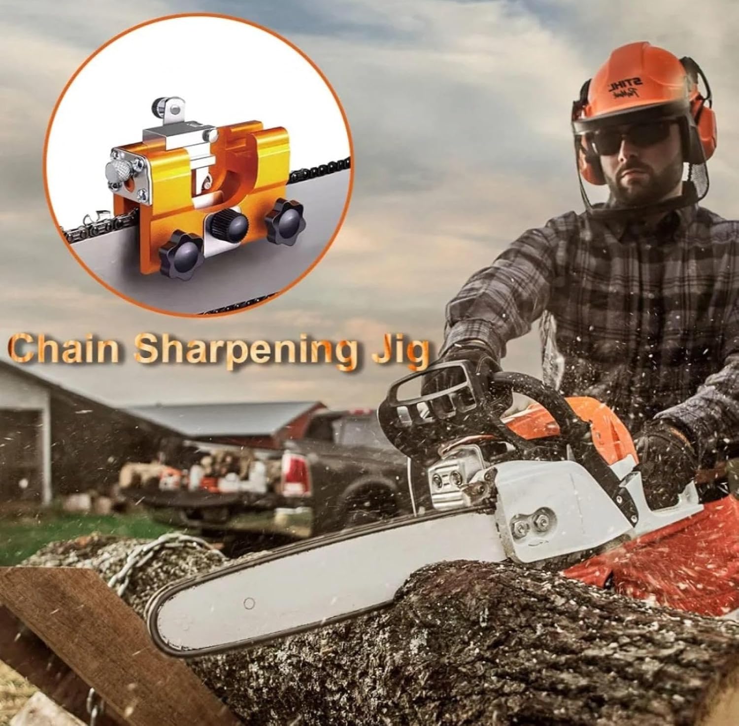 Chainsaw Sharpening Jig Hand Crank Chainsaw Sharpener Bits Chainsaw Chain Sharpener Tool Portable Chain Saw Shaperener Tool All Kinds of Chain Saws and Electric Saws