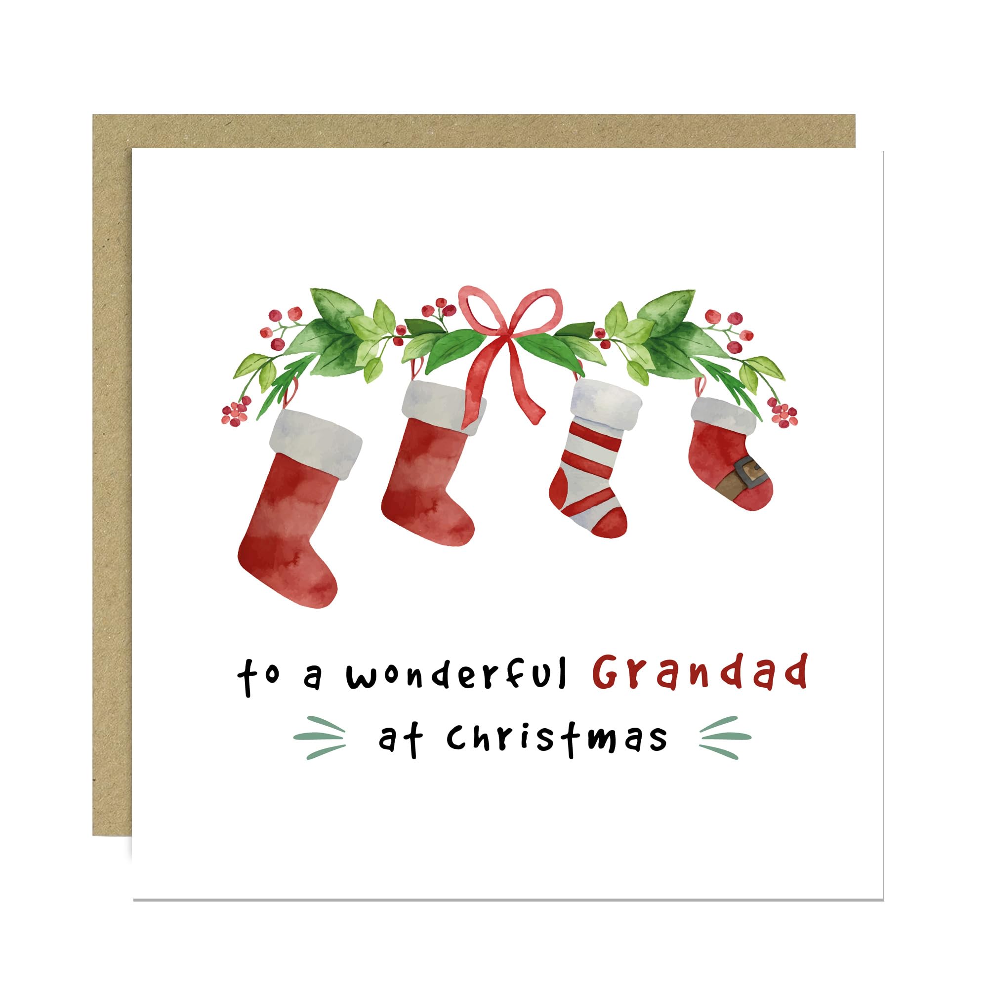RED OCEAN Merry Christmas Grandad Card Special Christmas Greetings Card For Grandad From Grandchild 145x145mm With Kraft Envelope Xmas Cards For Grandparents