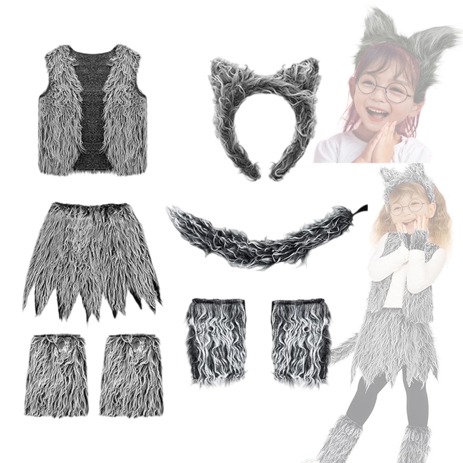 Set Costume per Bambini: Copricapo, Fascia, Gilet E Gonna per Spettacoli E Giochi di Ruolo.