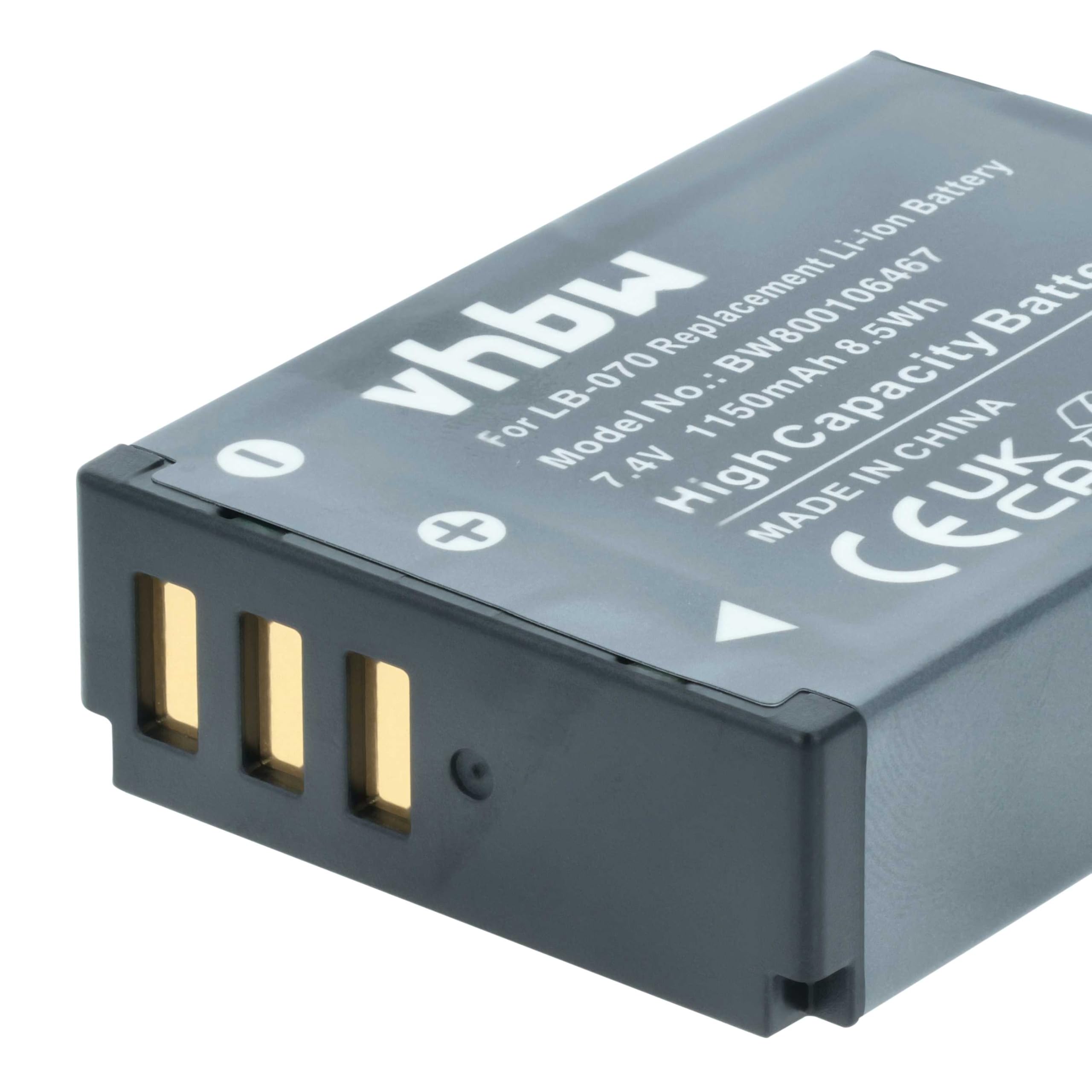 vhbw Zamiennik akumulatora do Kodak LB-070 | Do aparatu (1150 mAh, 7,4 V, litowo-jonowa)