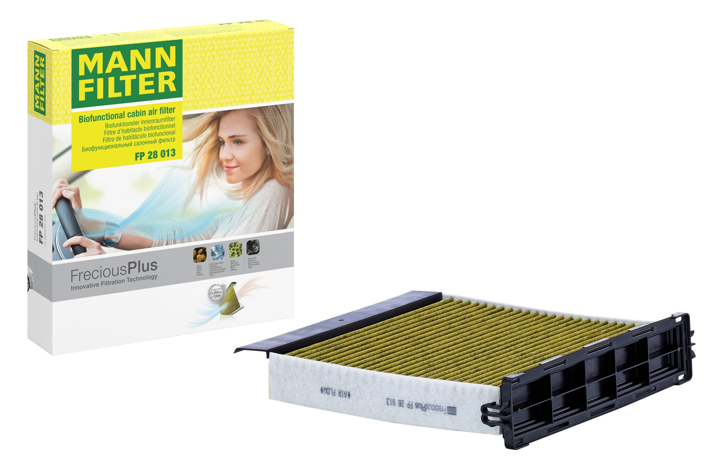 MANN-FILTER, FP 28 013 Filtro abitacolo, Premium biofunzionale | Per Autovetture, Filtrazione di polvere e polline, Riduzione di odori e gas, Qualità originale OE