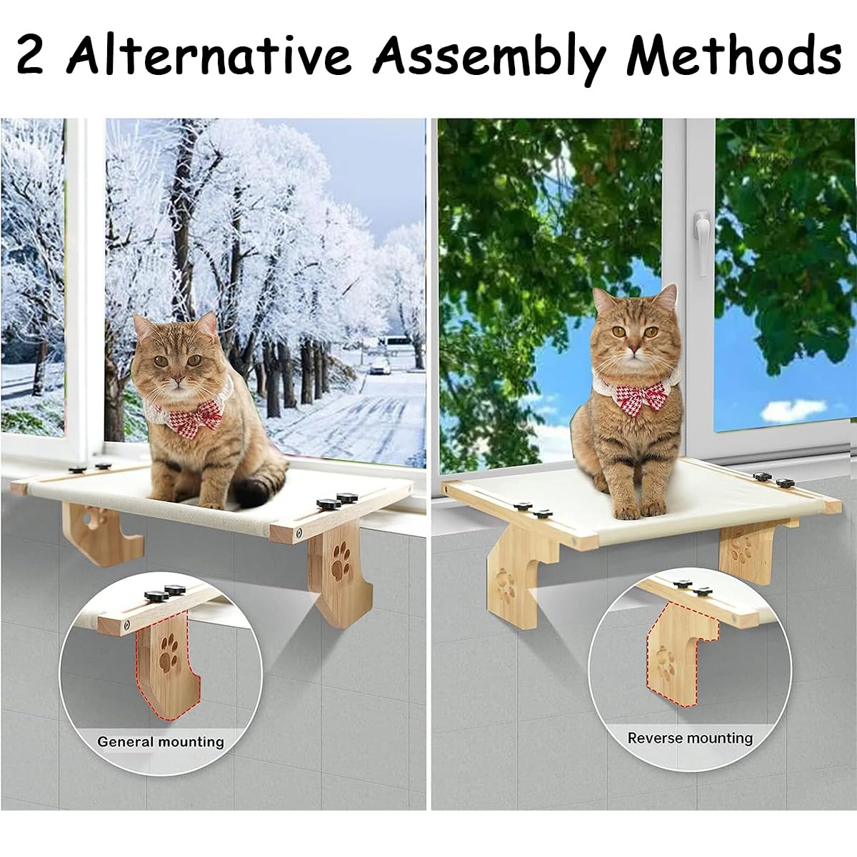 مجثم قطط يثبت على النافذة، مجثم متين معلق بتصميم أرجوحة شبكية، رف قطط متين وموفر للمساحة في الأماكن المغلقة من الميكاكوز (رمادي)