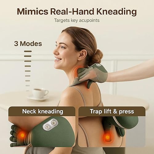 Miniatura 4 de Masajeador inalámbrico 4D mejorado 2026  Alivio de tejido profundo Shiatsu con calor, masajeador de cuello y hombros con calor, tres modos de