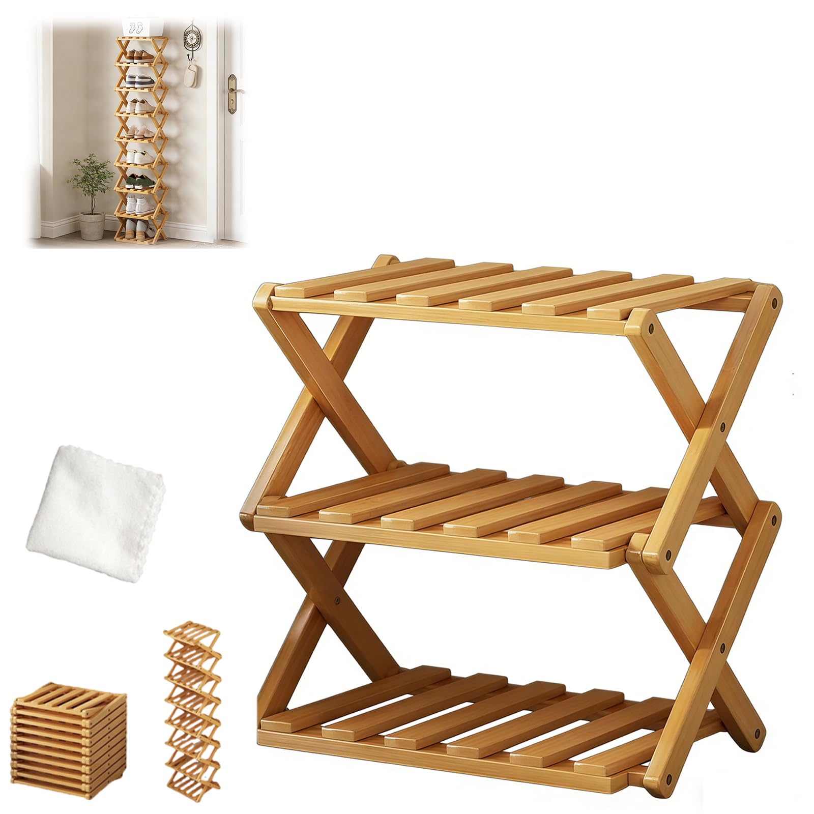 Amazon.com: The 9-Tier No-Assembly Bamboo Rack, Multi-Story Simple