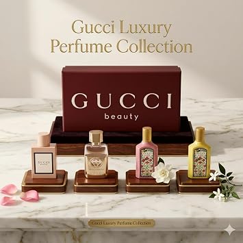 Gucci (W) Mini Set 4x5ML (FLORA GORGEOUS ORCHID+FLORA GORGEOUS GARDENIA+GUILTY POUR FEMME+BLOOM) (Dark Red)